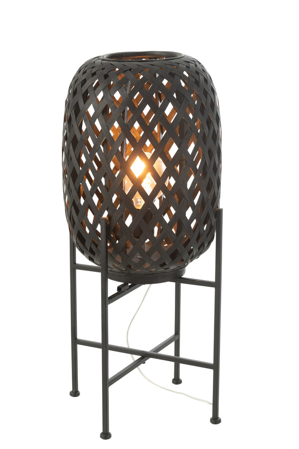 Stehlampe Bambus Noir mit Metallgestell