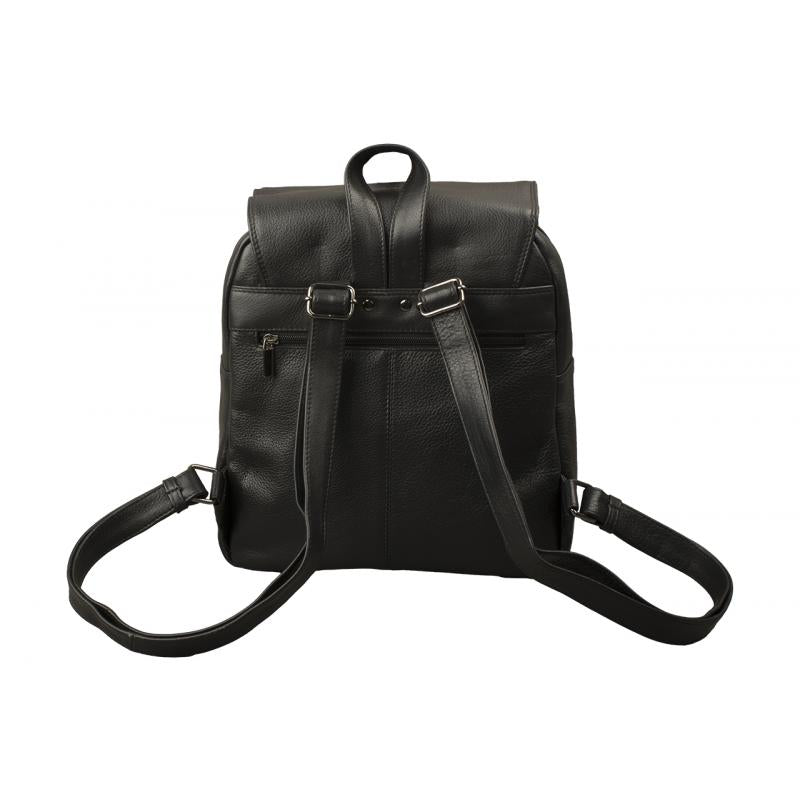 Stable flap backpack made of cowhide nappa leather in black