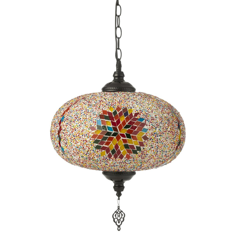 Orientalische Hängelampe mit Mosaik – Große Pendelleuchte in Orange
