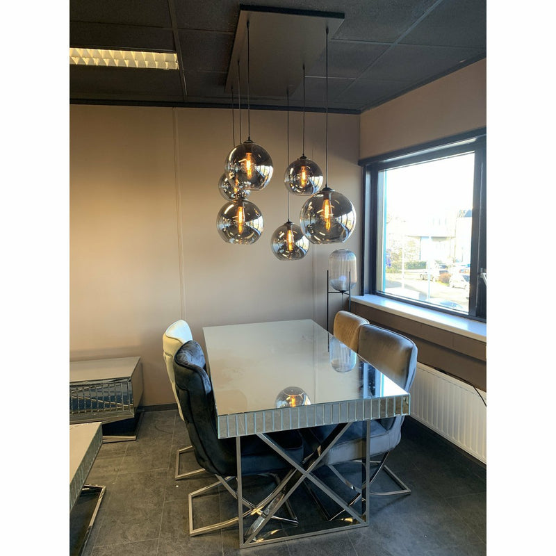 Hanglamp rookglas 6-lichts