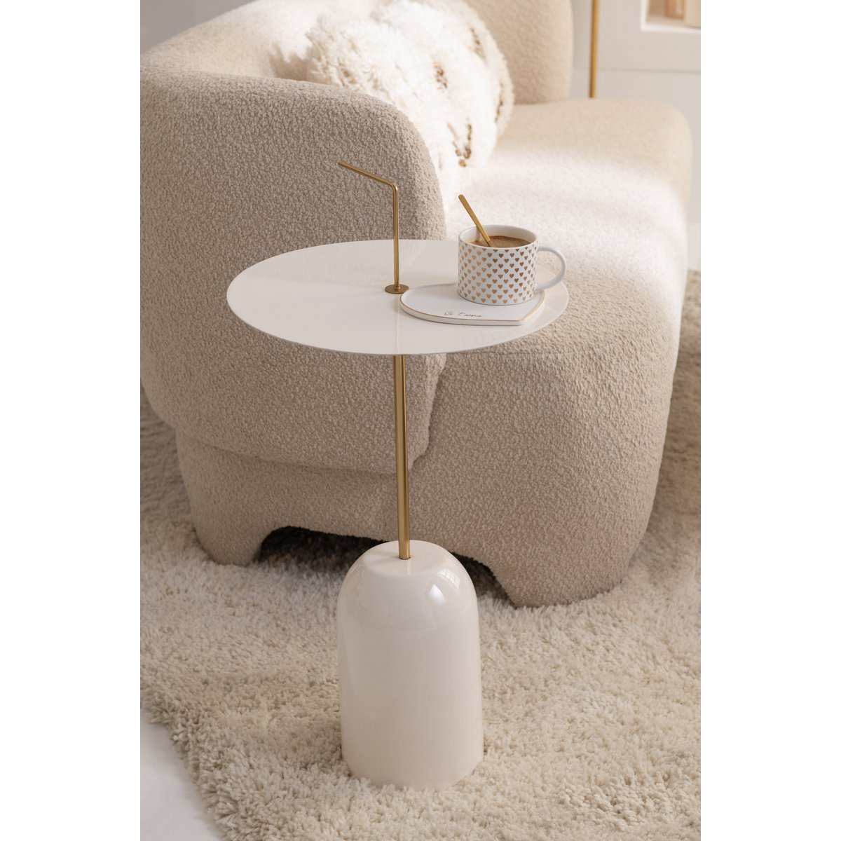 Moderne bijzettafel in wit en goud - 68 cm