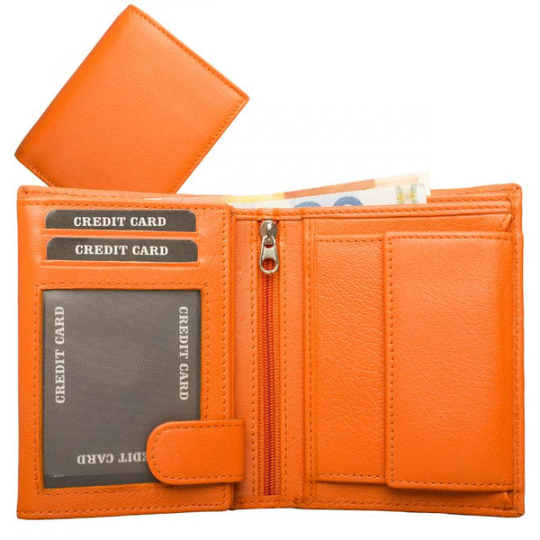 Women's Wallet Nappa Leather Orange - Compact combination wallet with plenty of storage space