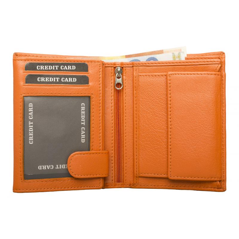 Women's Wallet Nappa Leather Orange - Compact combination wallet with plenty of storage space