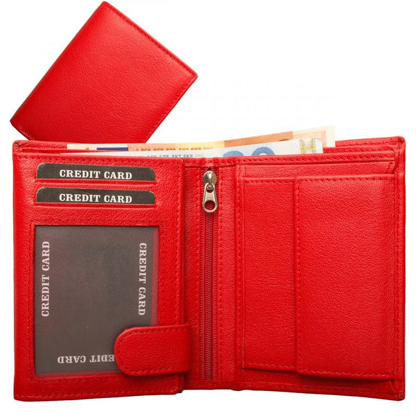 Women's Wallet Nappa Leather Red - Elegant combination wallet with plenty of storage space