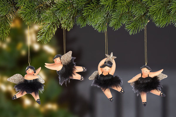 Elegante 4er Set Hänger Engel 'Betty' – Zauberhafte Weihnachtsdekoration