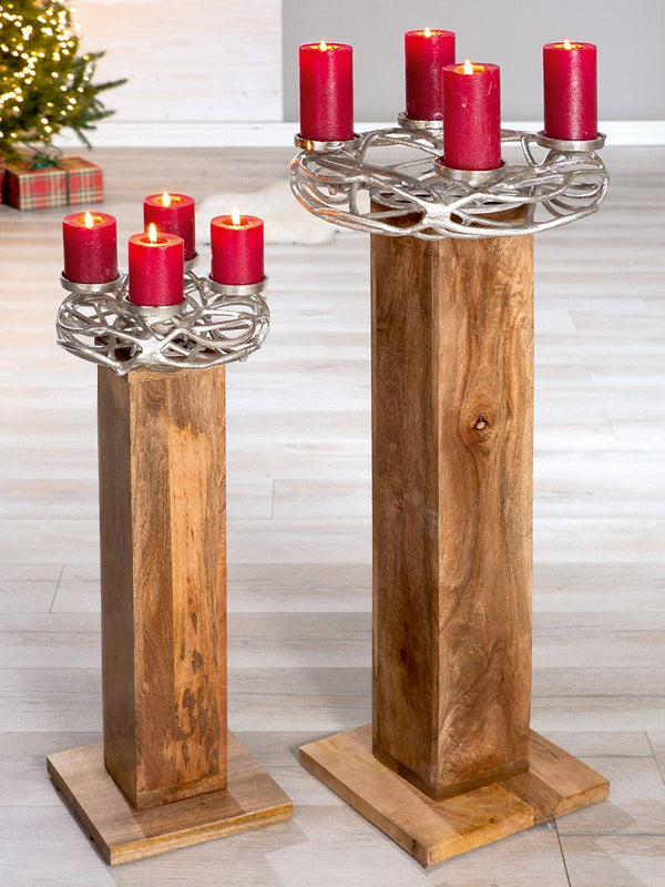 GILDE Adventskranz auf Holzsäule - Ein harmonisches Zusammenspiel aus Natur und Eleganz