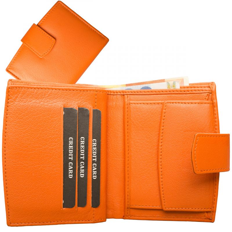 Damen Geldbörse Milano orange aus Nappa Leder 12 cm