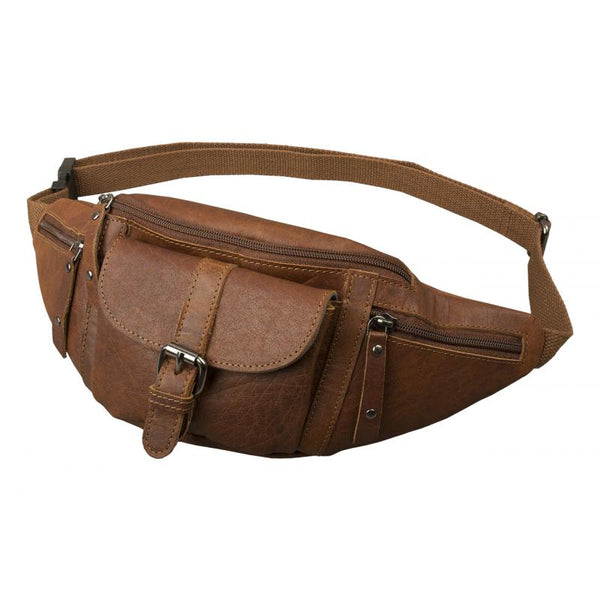 Bum Bag Buffalo Leather Vintage Hip Bag with Zippered Compartments