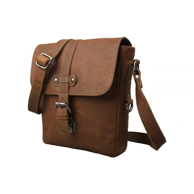 Crossbody Tasche Trailstone Büffel Leder Vintage Braun 26cm Umhängetasche