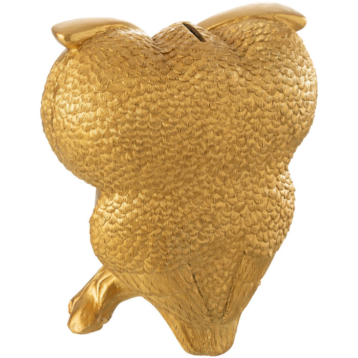 Money box owl with mirror eyes in brown antique or gold