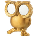 Money box owl with mirror eyes in brown antique or gold