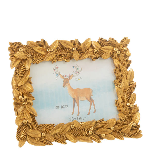 4er Set Bilderrahmen – Blätterdesign mit Perlen in Gold