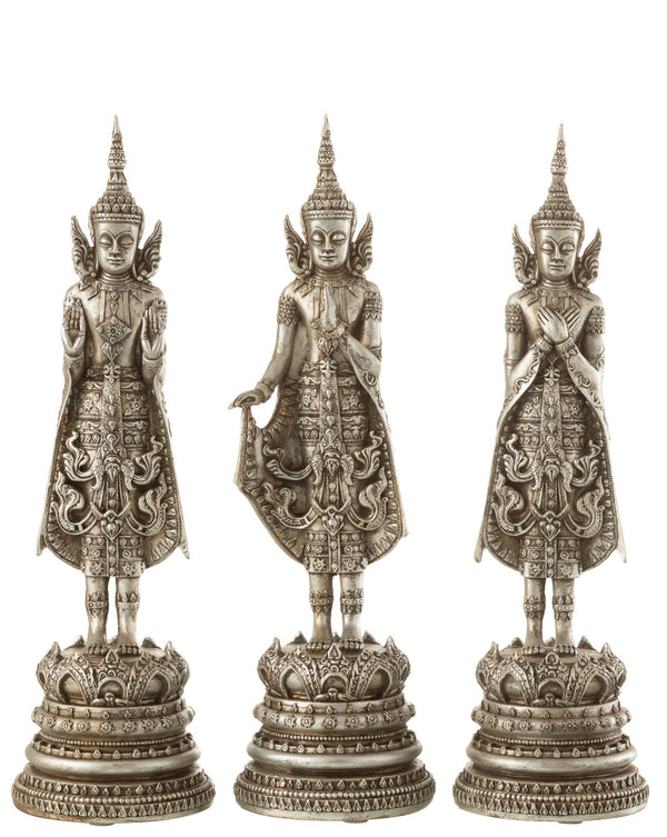 Elegantes 3er Set Stehende Buddha Statuen Höhe 43cm