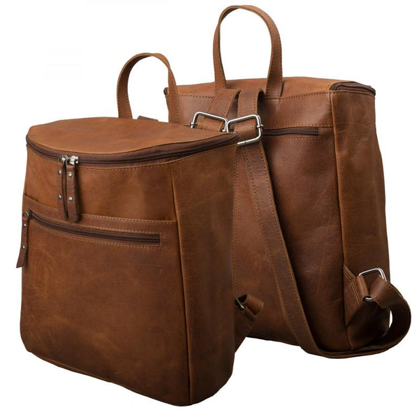 Rucksack Urban Nomad Büffel Leder Braun Vintage 30cm