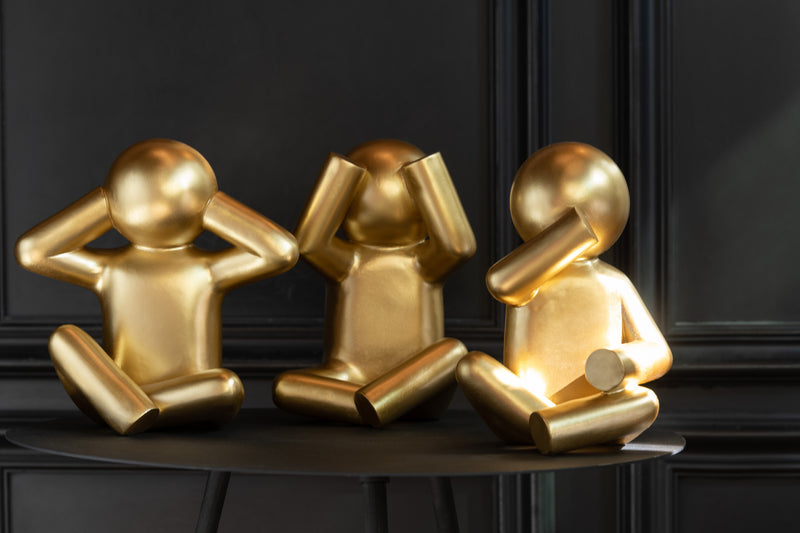 Exquisites 3er Set P'tit Maurice in Goldfarben – Interpretation des Klassikers Nicht Hören, Sehen, Schweigen