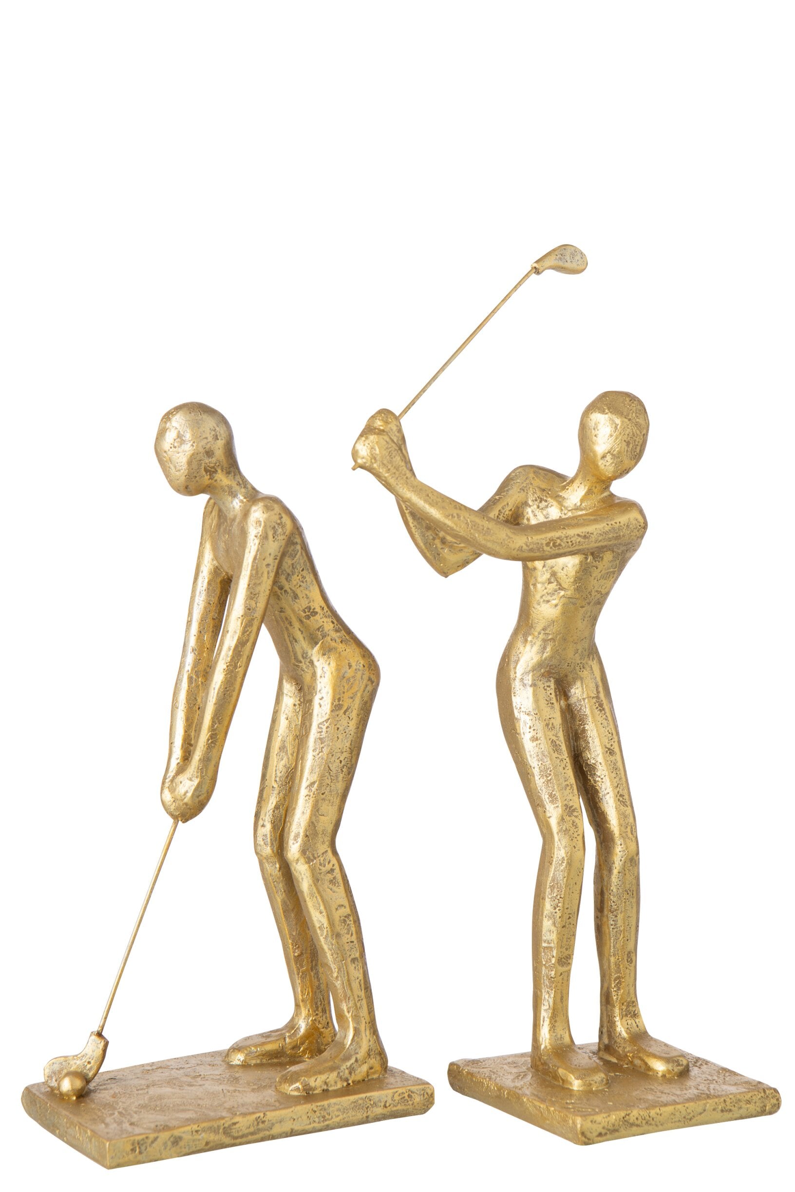 Dekofigur Golfspieler Skulptur Gold Swing Duo