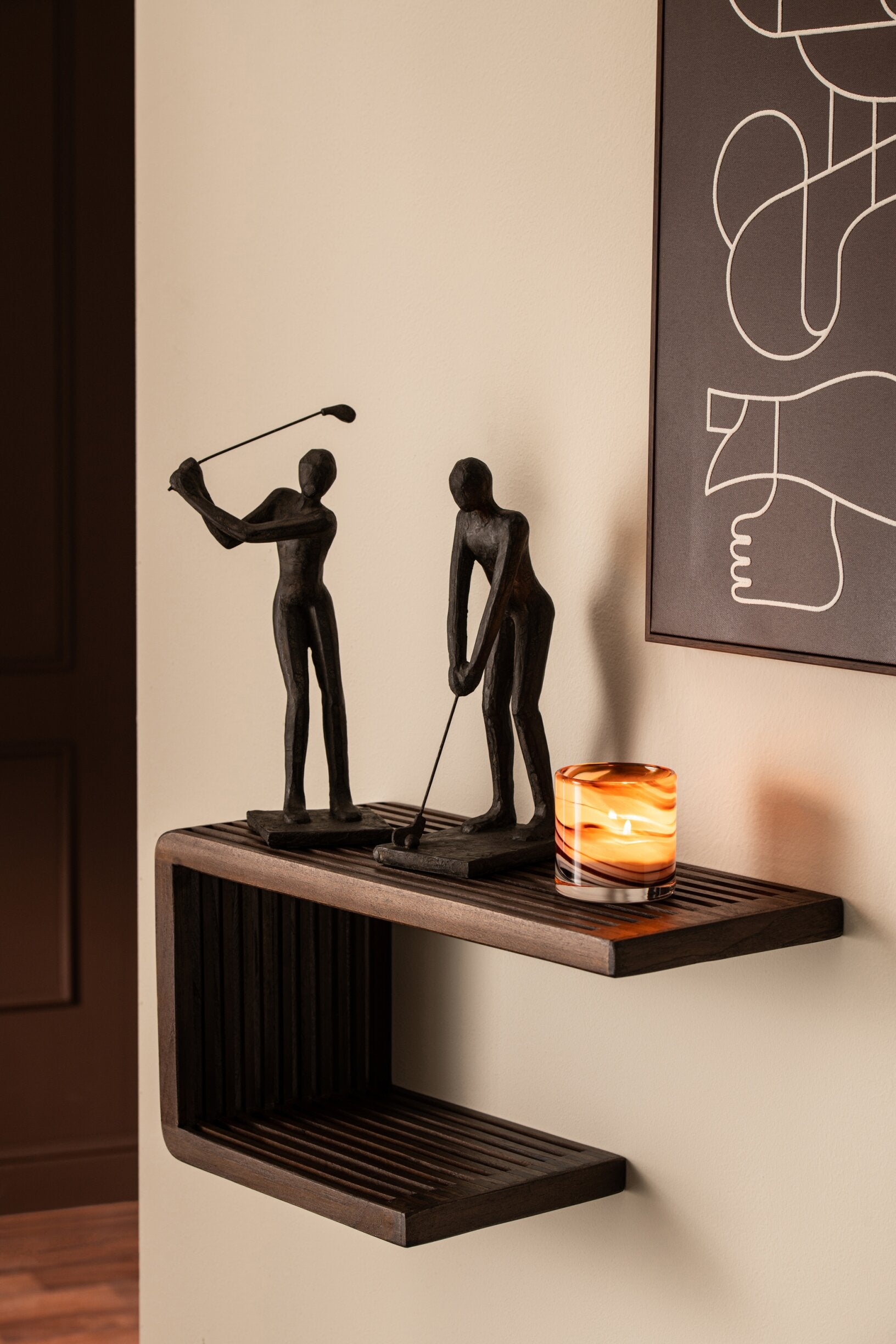 Dekofigur Golfspieler Skulptur Swing Duo schwarz