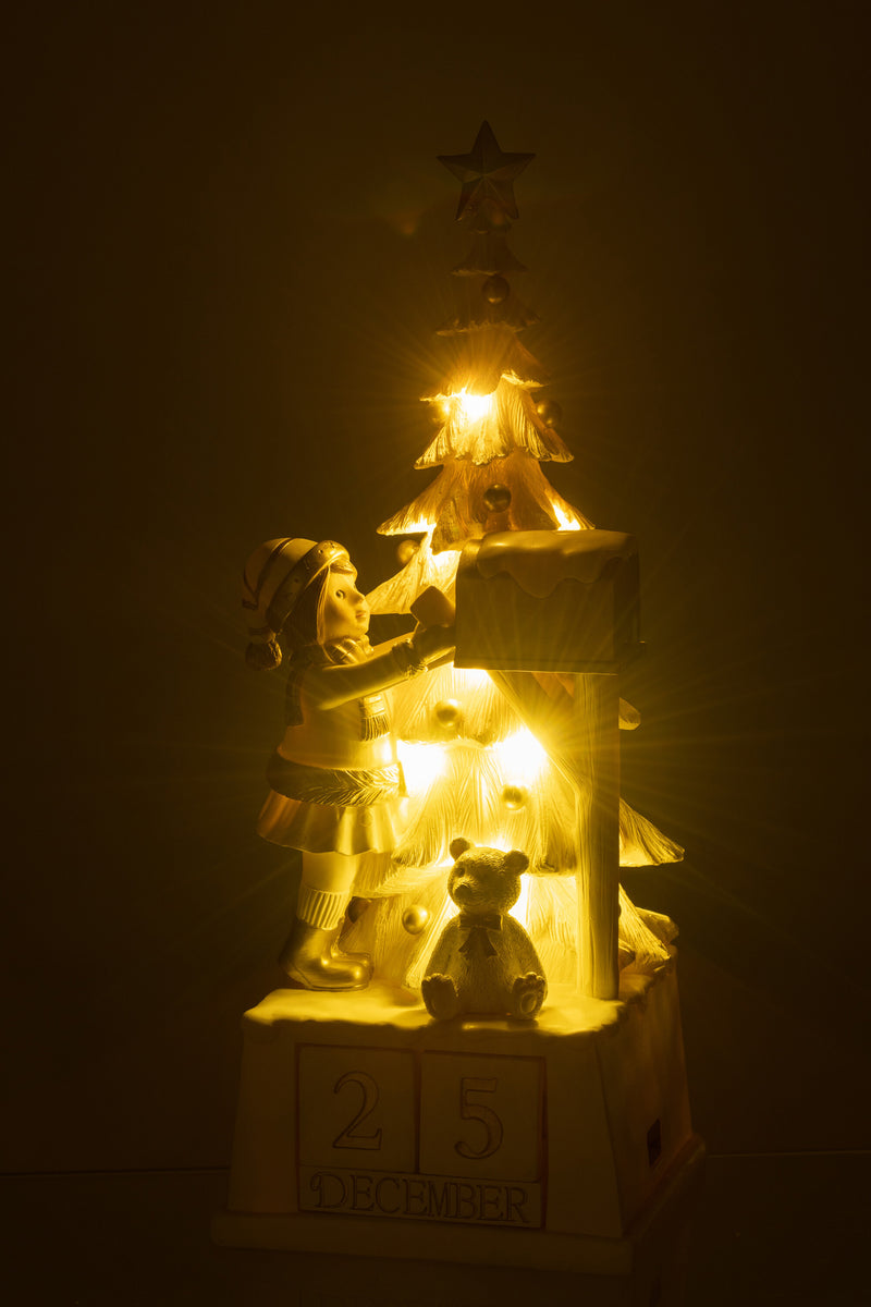 Handmade Christmas Tree Calendar in White and Gold - Poly artwork