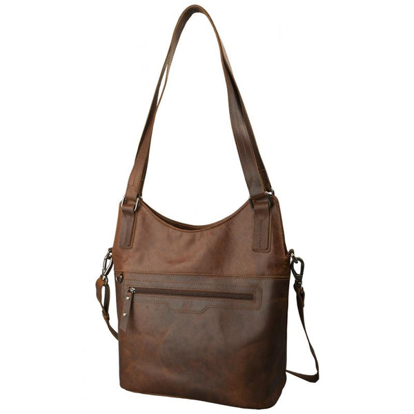 Handle bag buffalo leather vintage with removable shoulder strap