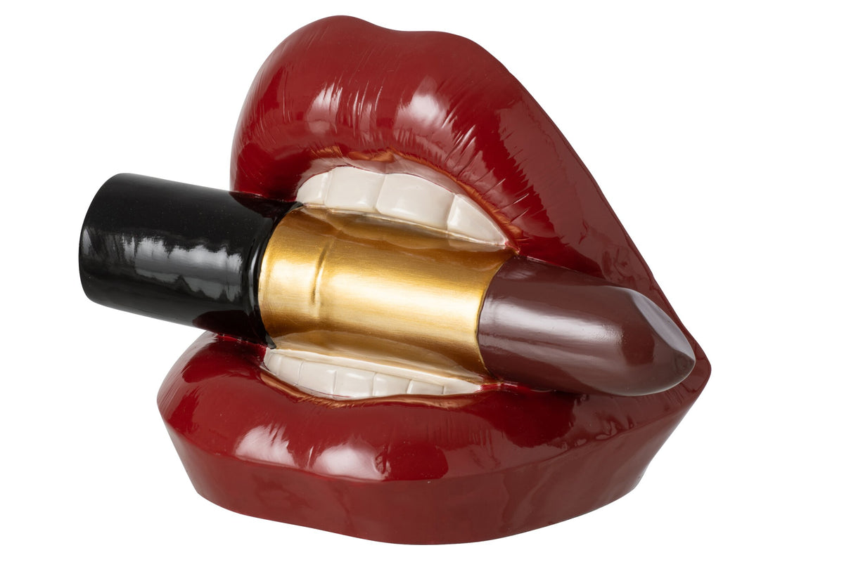Deko Lippen Ruby mit Lippenstift rot 33 cm