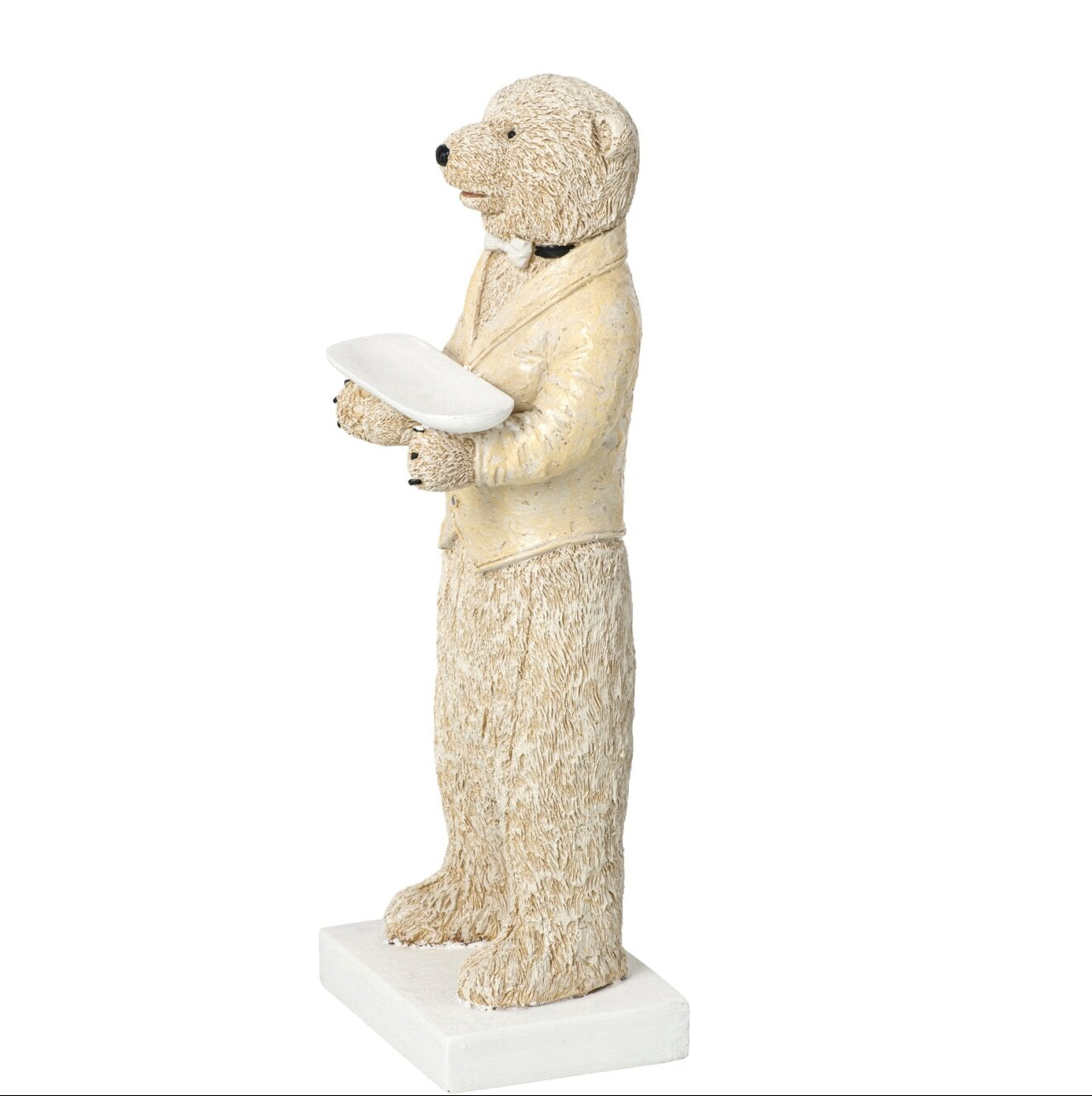 Deko Bär Kellner Bruno mit Tablett beige 30 cm