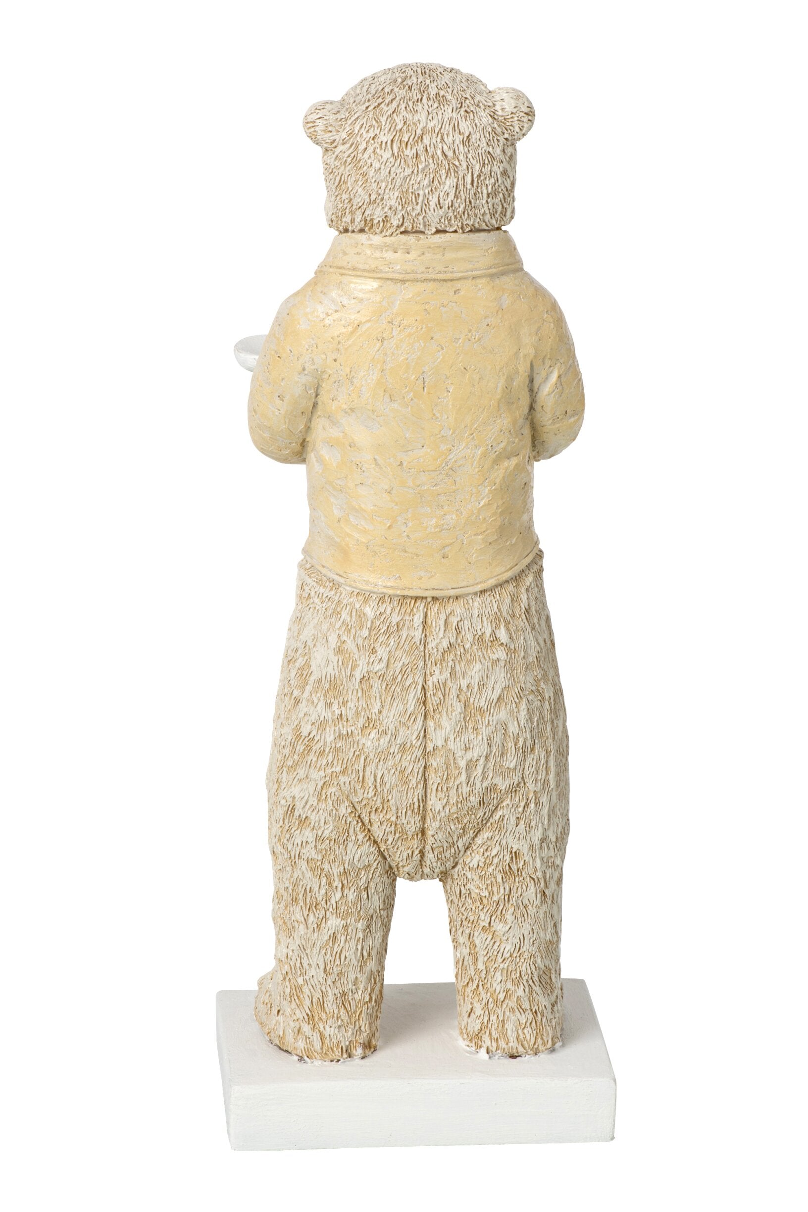 XXL Bär Kellner in Beige Weiß mit Serviertablett Höhe 180cm