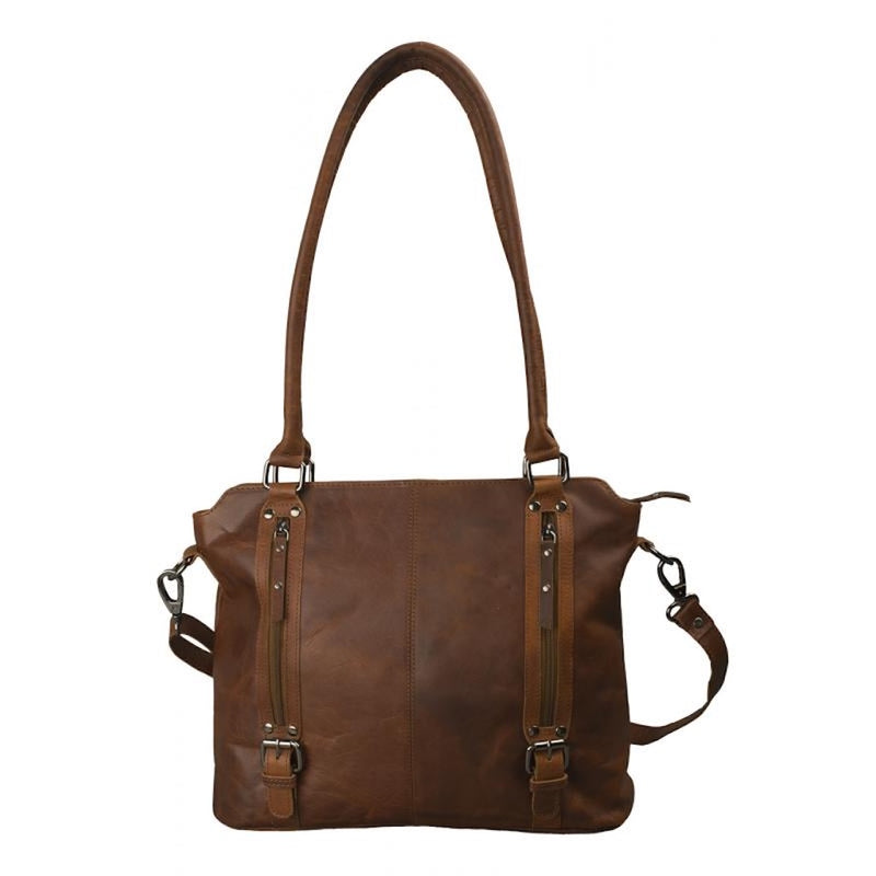 Henkeltasche Vintage Belle Büffel Leder Braun 36cm Umhängetasche