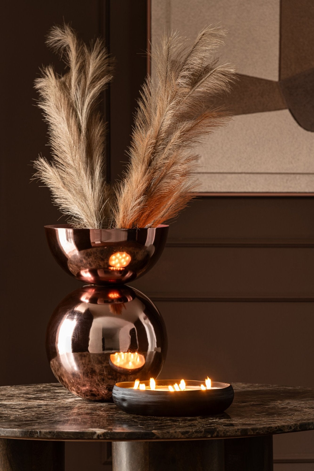 Vase Lumina Rund Metall Kupfer Glänzend