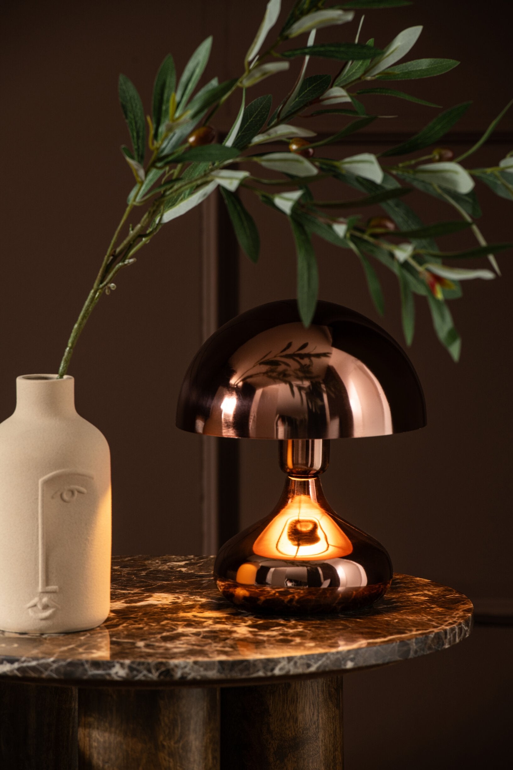 Tischlampe Lumina Rund Kupfer Glänzend