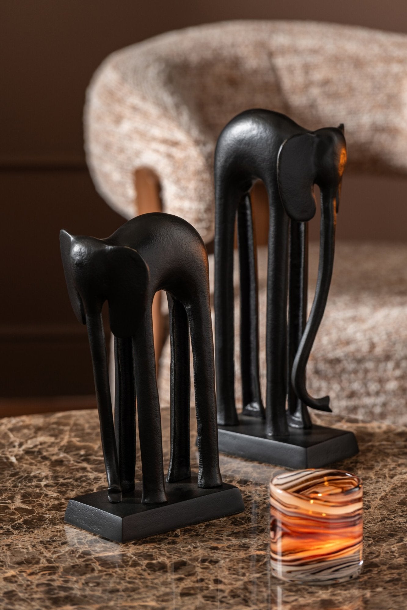 Elefanten Skulptur Savana Noir 2er Set