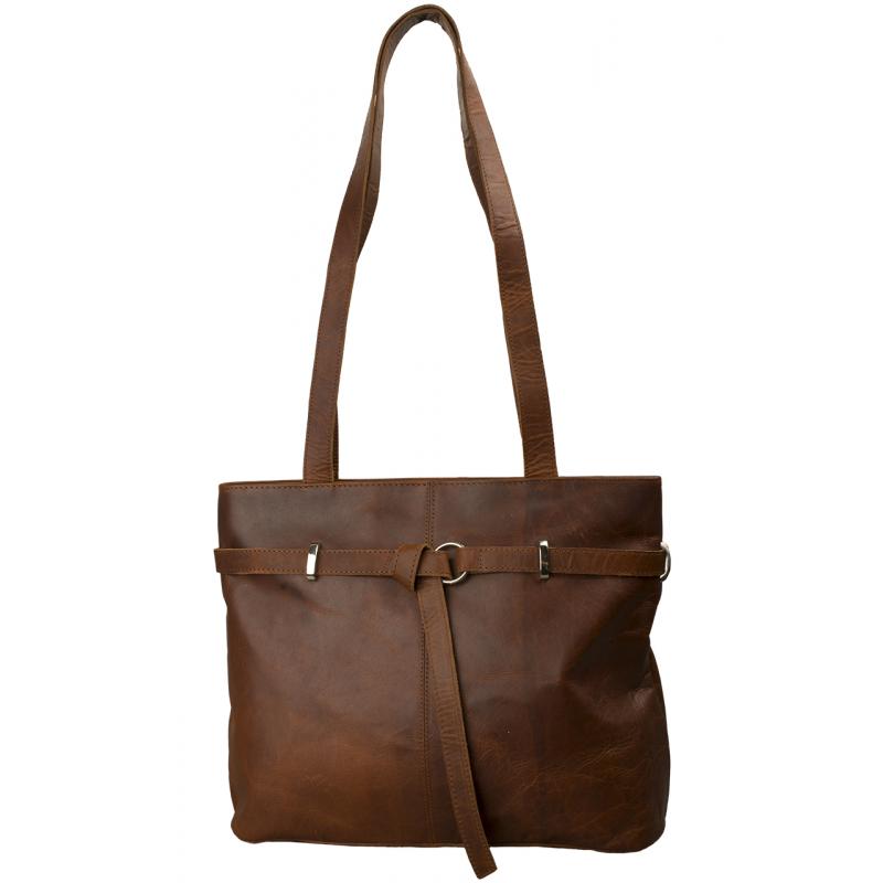 Handle bag buffalo leather brown – Elegant vintage leather bag for women