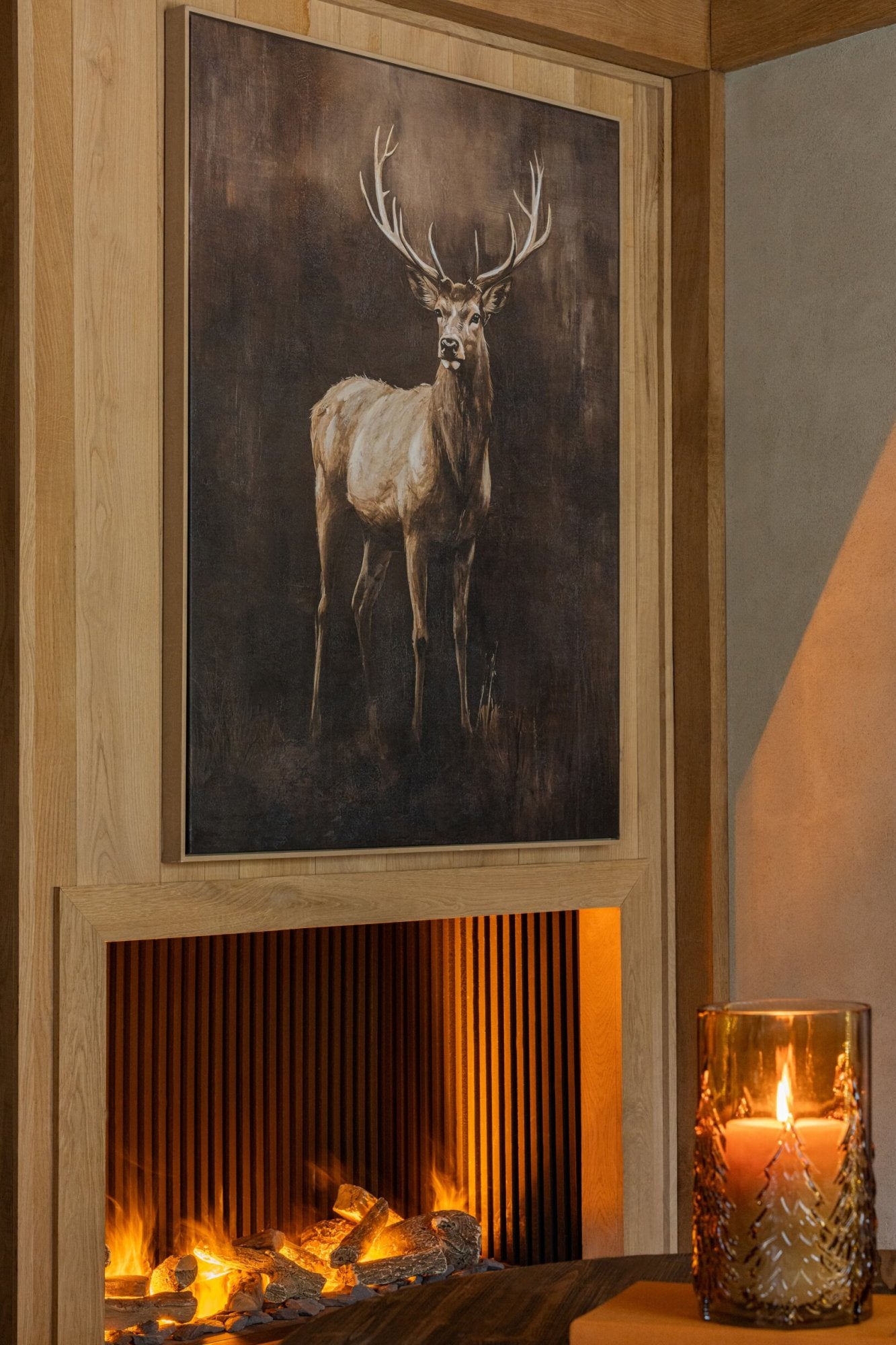 Wandbild Hirsch Braun Leinwand Bild Waldruhe 120x80cm