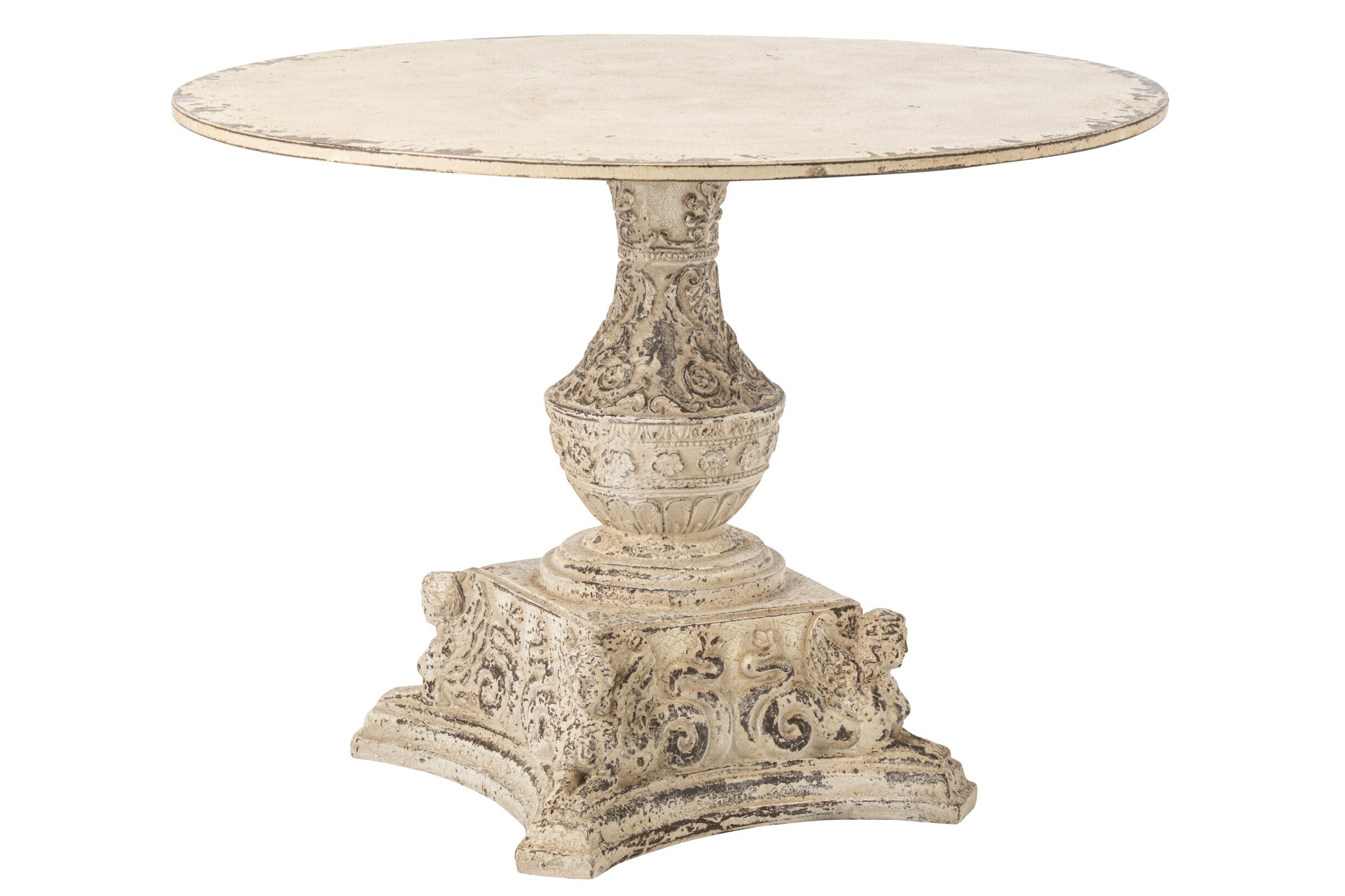 Chateau Margo Gartentisch Antik Design Metall Weiß 123 cm