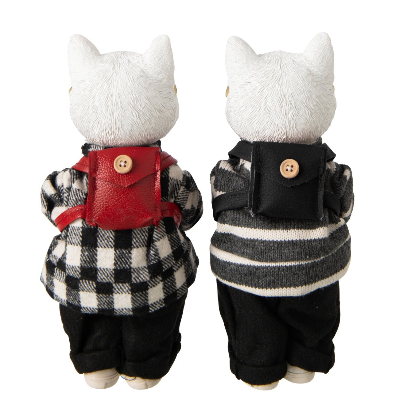 Deko Katzen 2er Set Lino schwarz weiß mit Sonnenbrille 24 cm