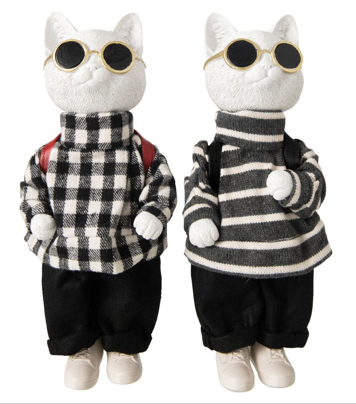 Deko Katzen 2er Set Nilo schwarz weiß mit Sonnenbrille 35 cm