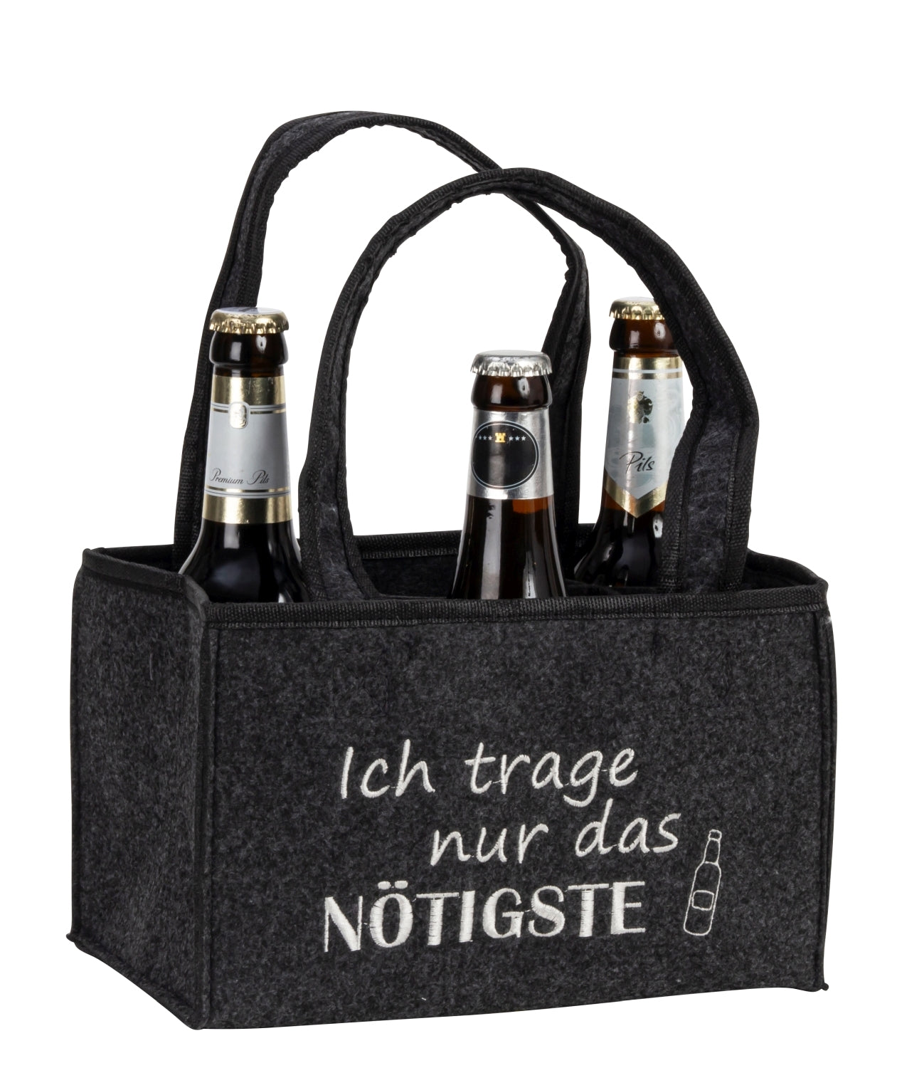 Bierflaschenträger Nötigste Filztasche für 6 Flaschen mit Tragegriff