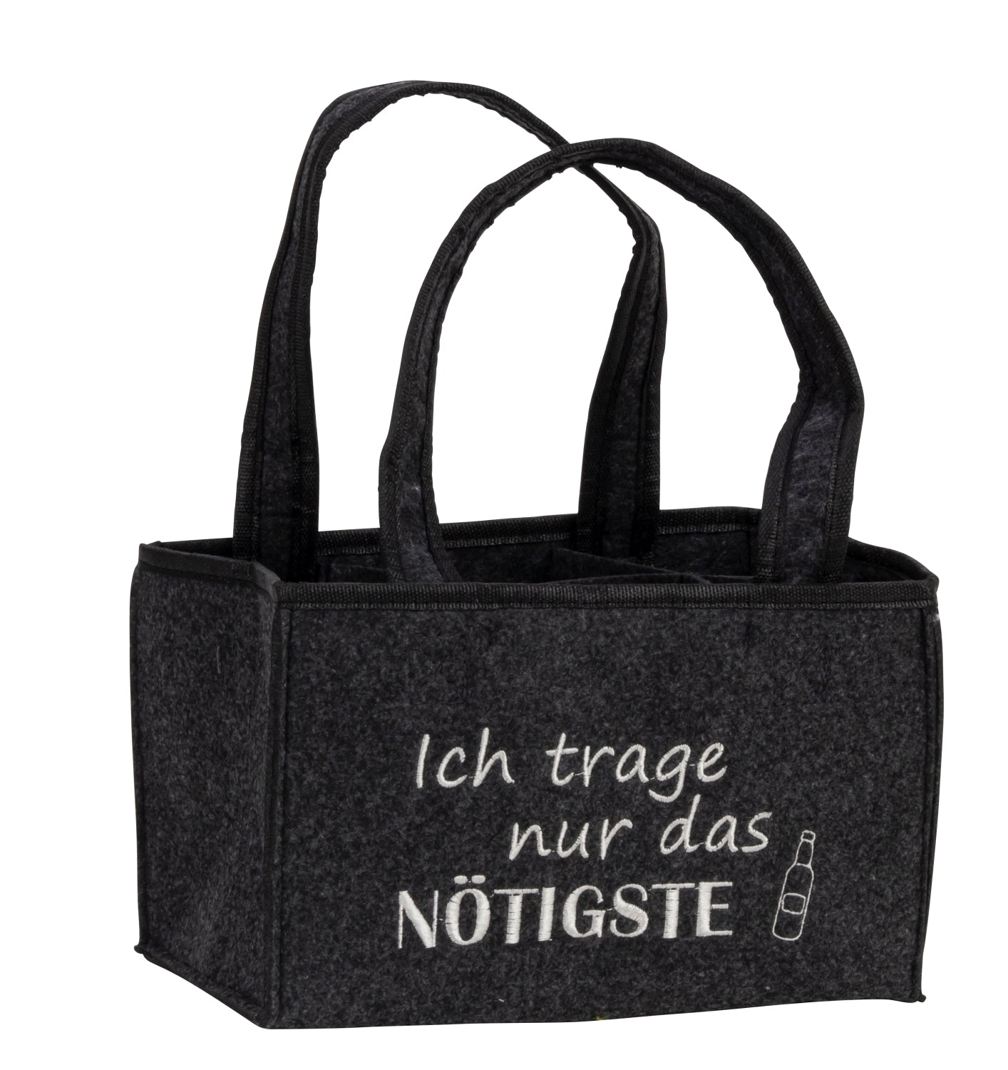 Bierflaschenträger Nötigste Filztasche für 6 Flaschen mit Tragegriff