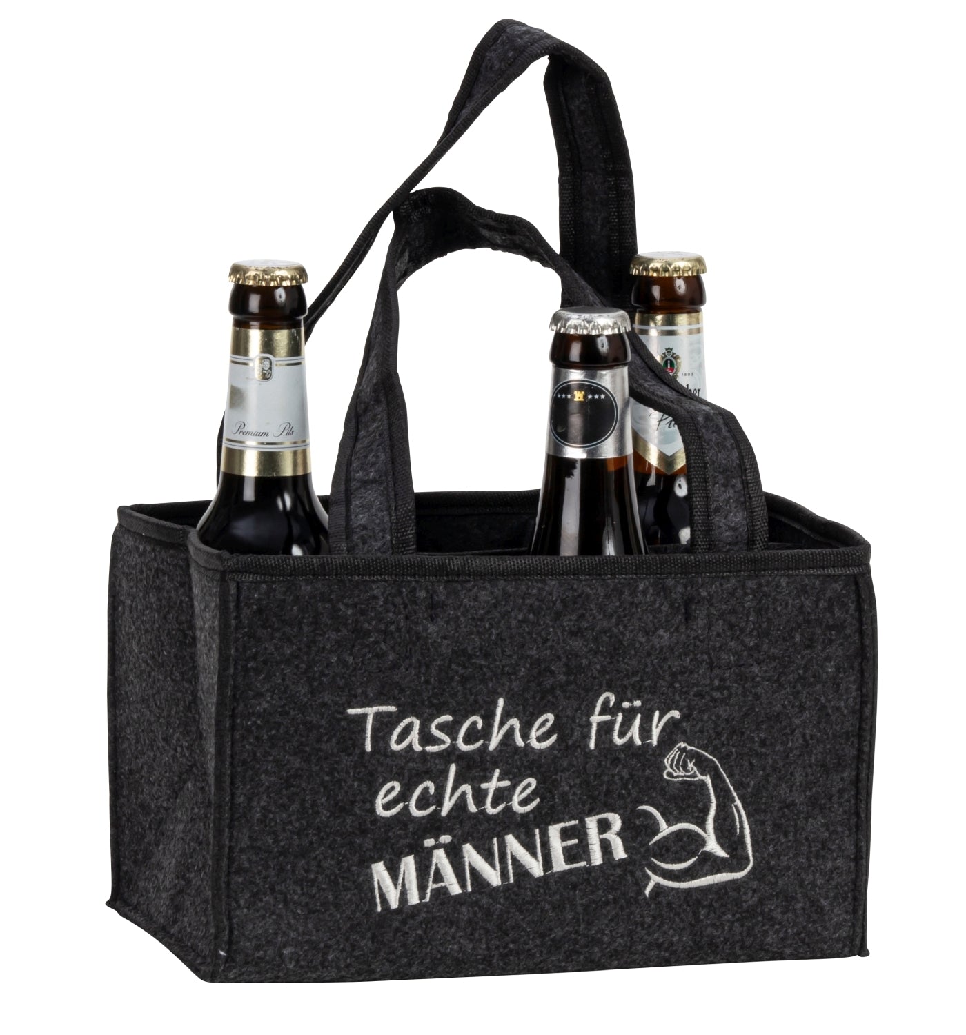 Bierflaschenträger Männer Filztasche für 6 Flaschen mit Tragegriff