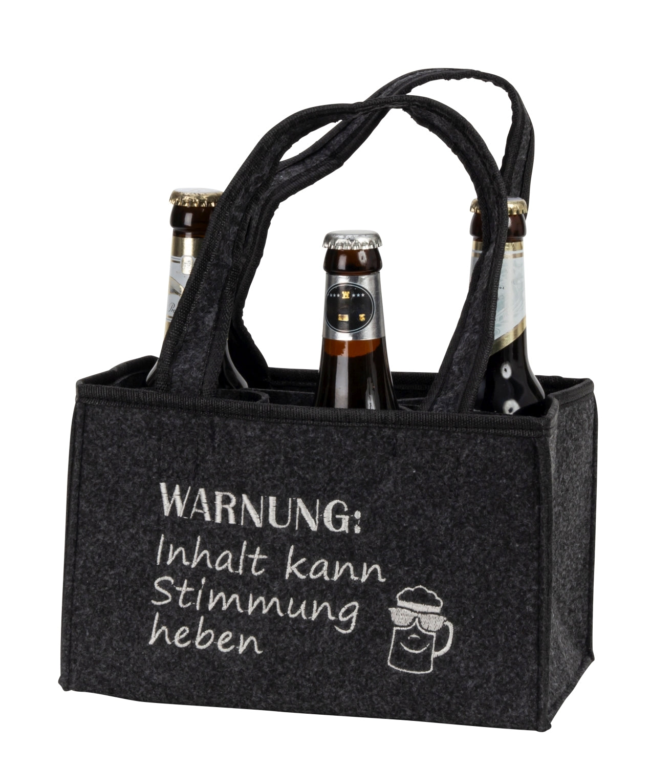 Bierflaschenträger Warnung Filztasche für 6 Flaschen mit Tragegriff