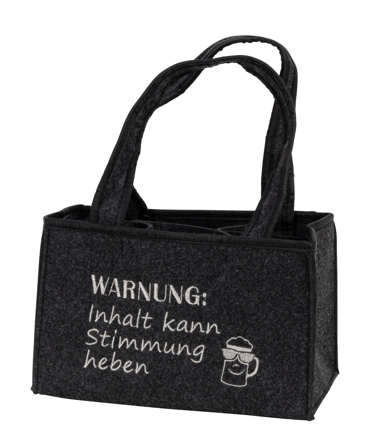 Bierflaschenträger Warnung Filztasche für 6 Flaschen mit Tragegriff