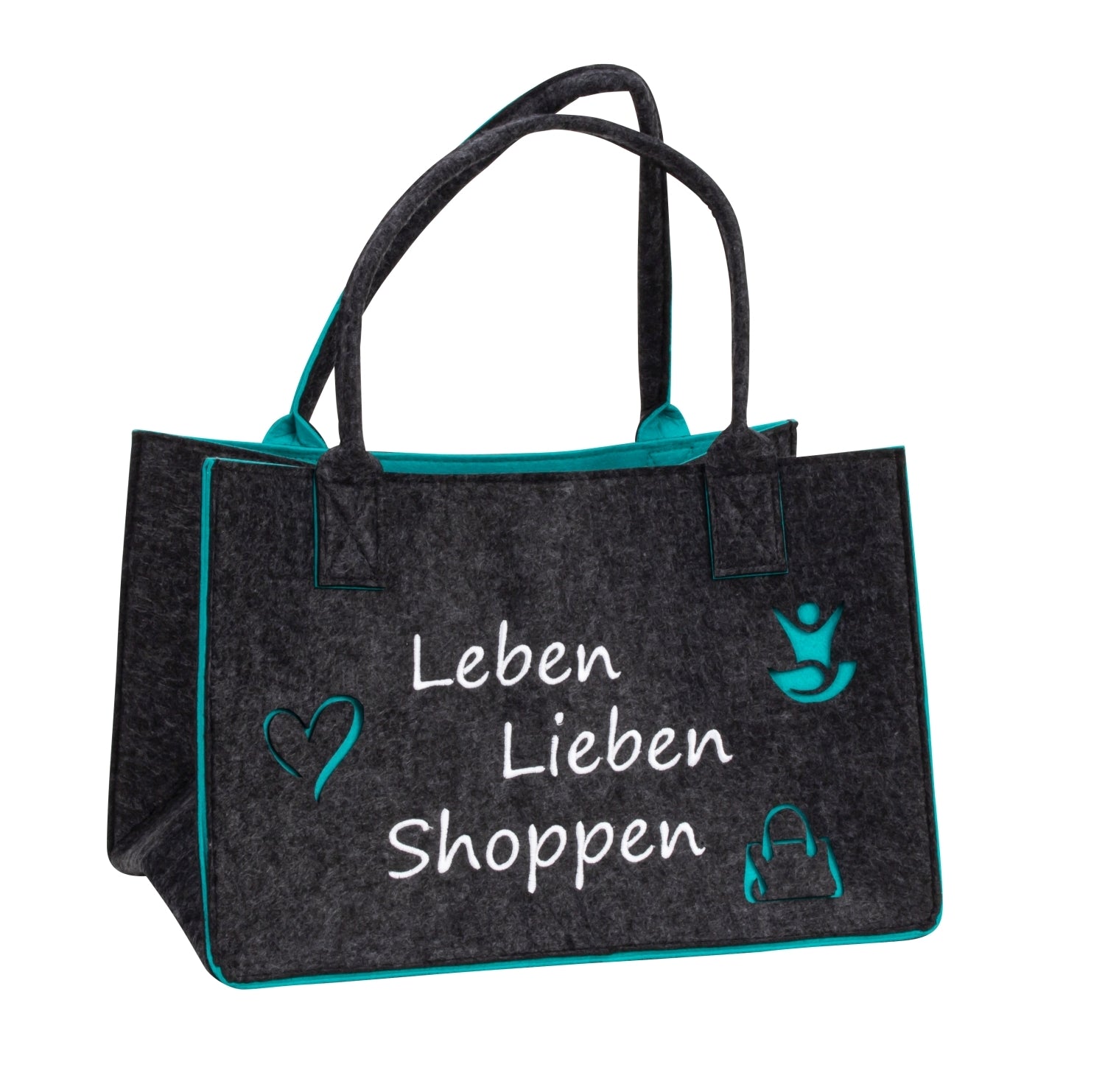 Filztasche Vita Leben Lieben Shoppen grau 40 cm