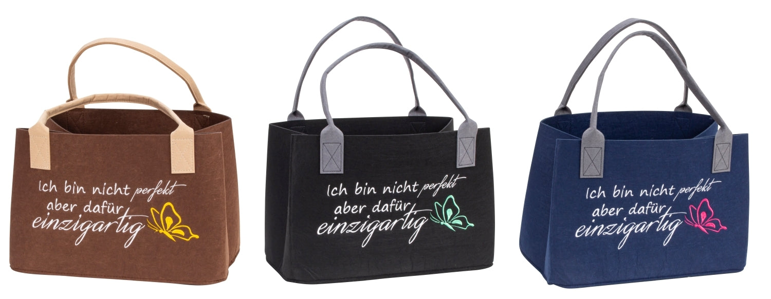 Filztasche Unica Ich bin nicht perfekt einzigartig 40 cm