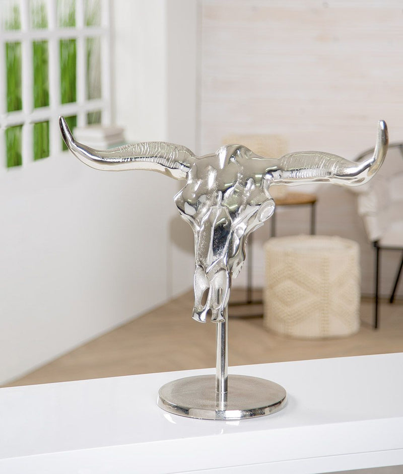 Aluminium Skulptur/Wandobjekt "Silverskull" - Ein futuristisches Deko-Statement