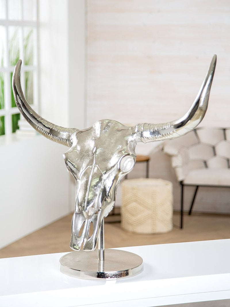 Silverskull - Vielseitige Aluminium Skulptur/Wandobjekt in Silber, Verfügbar in Zwei Größen