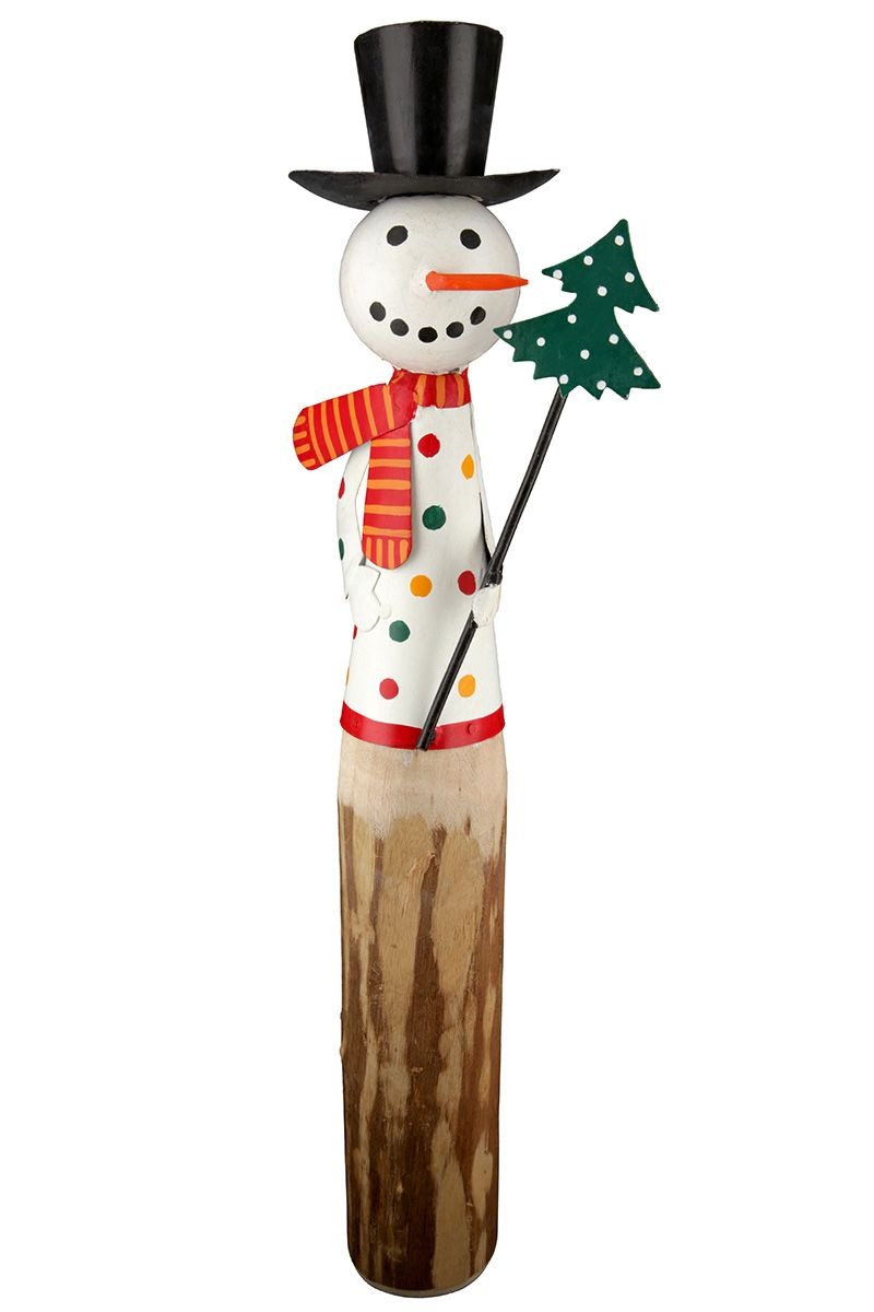 Set of 3 XL wooden snowman 'Egon' - a colorful winter wonder!