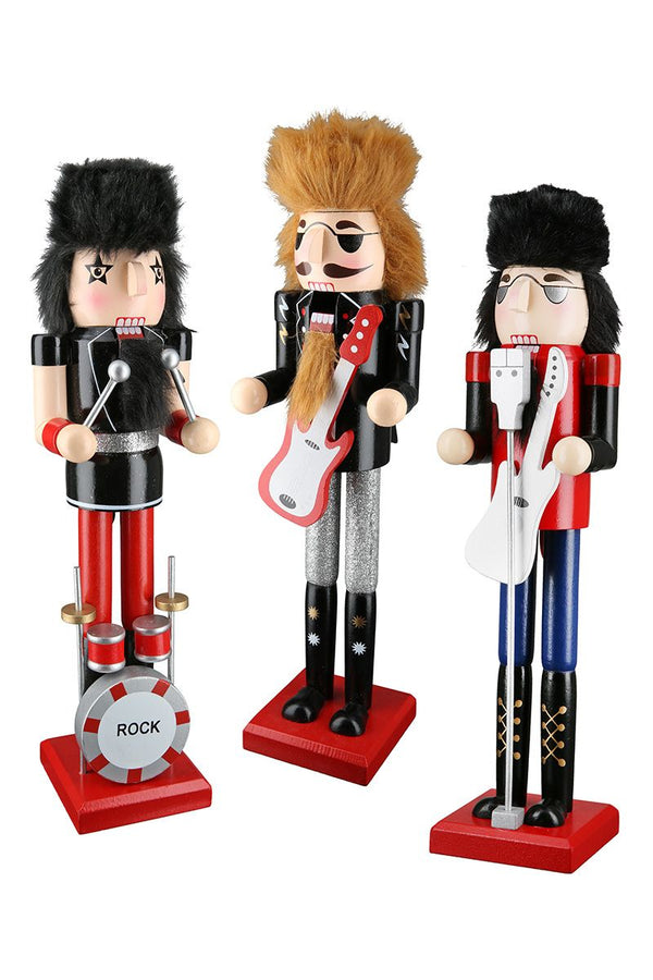 Rocker Nussknacker Set – 3er Set, 38 cm, Holz