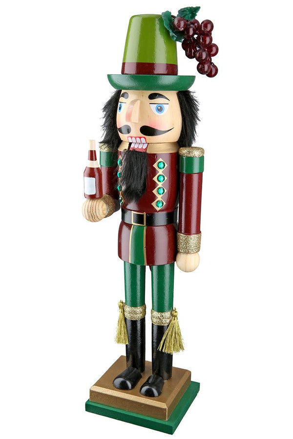 Nussknacker Weinkenner Figur – 35 cm Holzdekoration, 2er Set