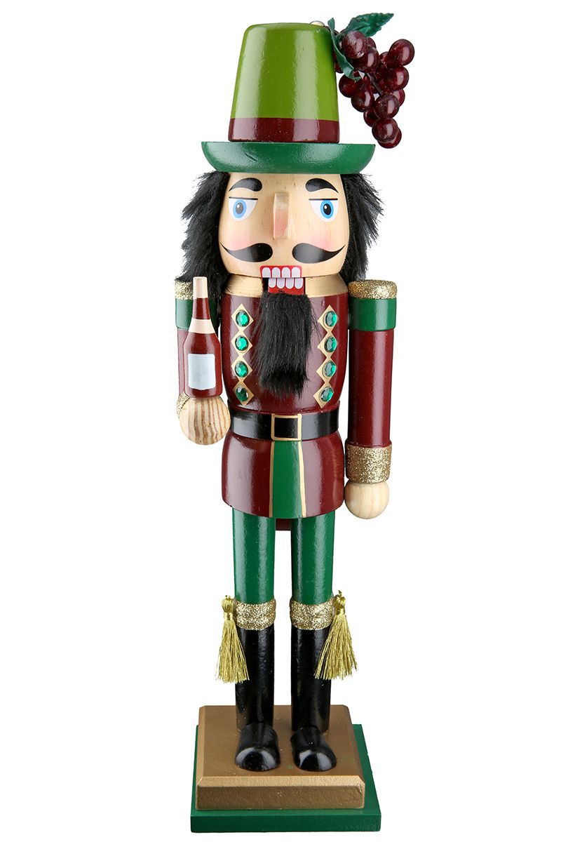 Nussknacker Weinkenner Figur – 35 cm Holzdekoration, 2er Set