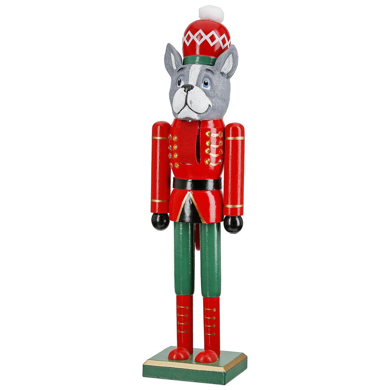 Notenkrakerhondfigurenset van 4, hout, 38 cm, veelkleurig