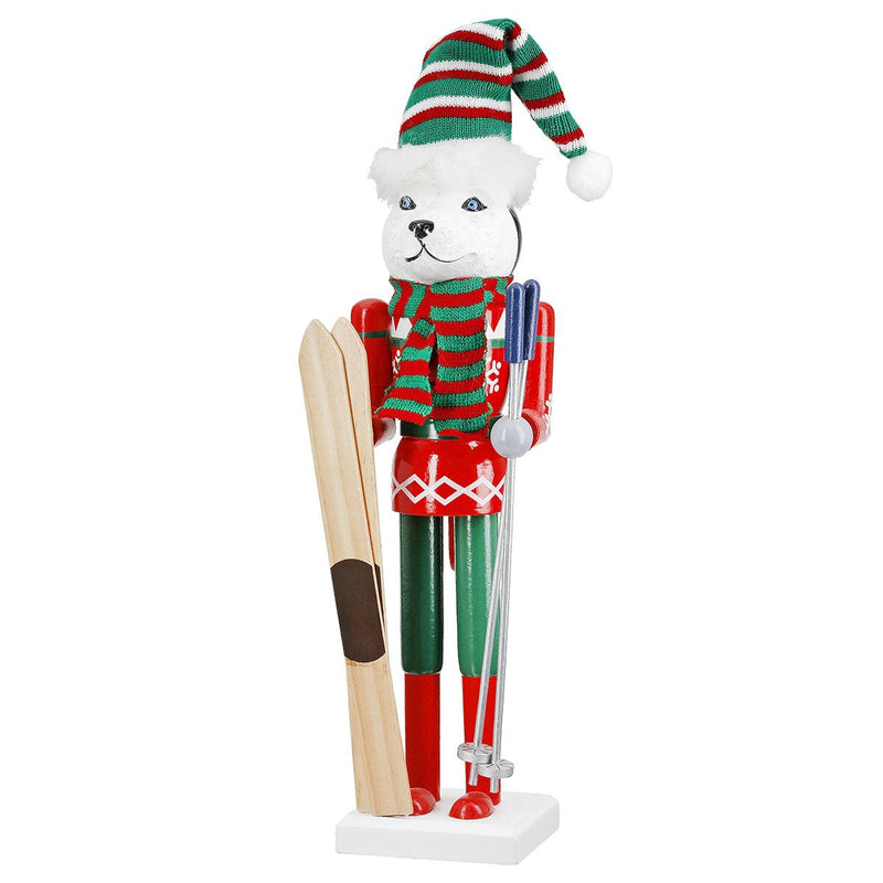 Notenkrakerhondfigurenset van 4, hout, 38 cm, veelkleurig